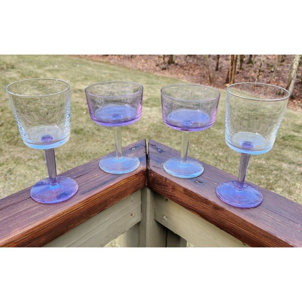 2 Block Watercolors Twilight Lilac Purple Alexandrite Neodymium Stemware Glass - Picture 8 of 8